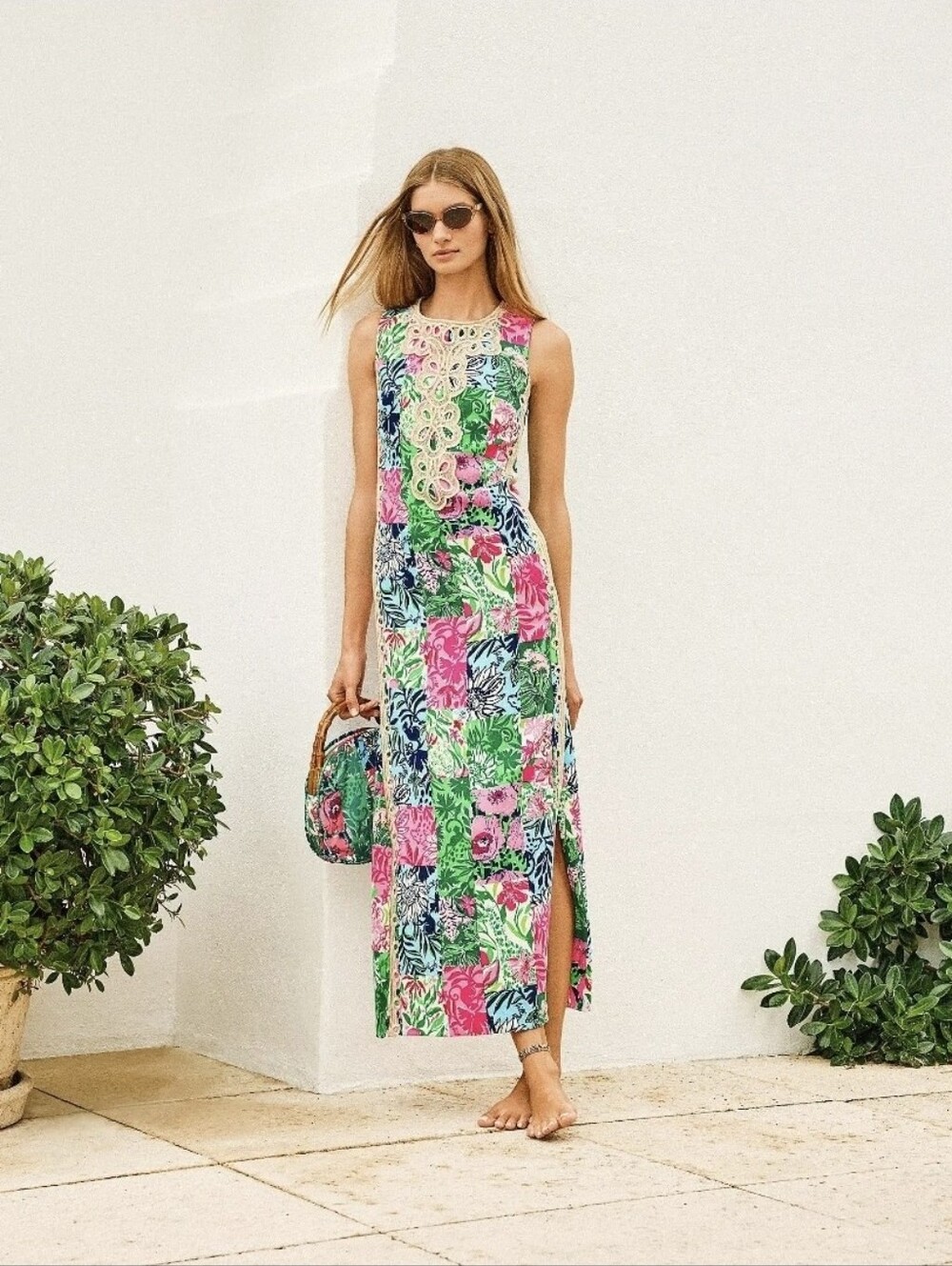 NWT Lilly Pulitzer Edita Maxi Shift Dress In Party Punch Patch Size 8 Resortwear